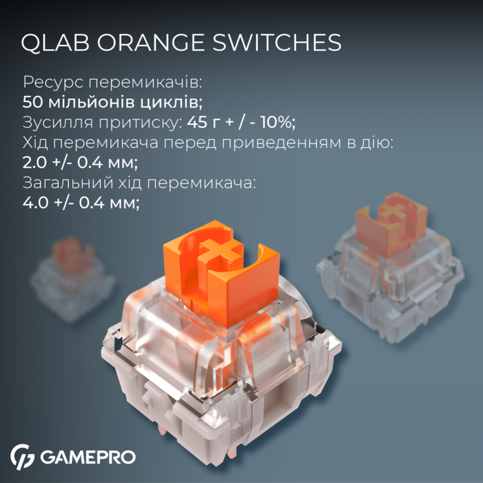 Бездротова механічна клавіатура GamePro Asgard Valhalla (MK160B Pro) 75% QLAB orange switches