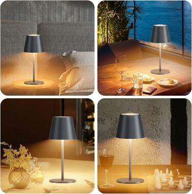 LED настільна лампа Lundwa з акумулятором, 26 см, 5000 mAh, 3W, 3000K, IP54, для кемпінгу, ресторану, спальні, бару (1 шт.)