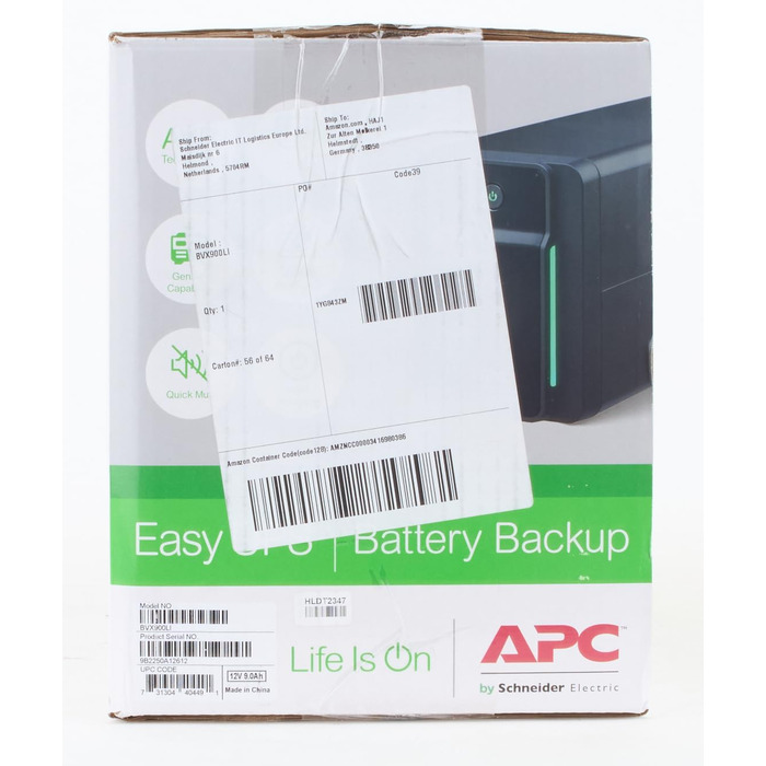 ДБЖ APC by Schneider Electric Easy UPS - BVX700LI-GR - джерело безперебійного живлення 700 ВА з виходами Schuko, запобіжник і захист від перенапруг, резервний акумулятор з стабілізатором, світлодіодні індикатори (900 ВА / 480 Вт, виходи IEC - IEC - IEC, о