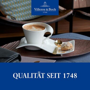 Набір кавовий Villeroy & Boch NewWave Premium Cappuccino 8 предметів на 4 персони, білий, для кавоварки, миюча посудомийна машина, дизайн хвиля, 4 шт.