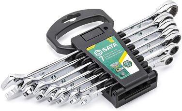 Набір професійних кільцевих ключів-тріскачок SATA з 7 частин 120P з універсальним маркером і 120 положеннями відкриття, від 8 мм до 18 мм - ST08043U
