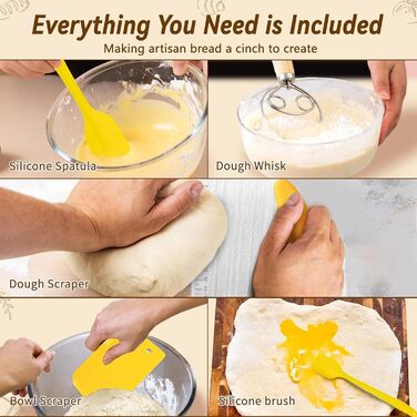 Набір для закваски: повний комплект з банкою, формами для перевірки закваски (9 дюймів кругла, 10 дюймів овальна), 18 аксесуарів для випічки, подарунок для професіоналів та домашніх пекарів