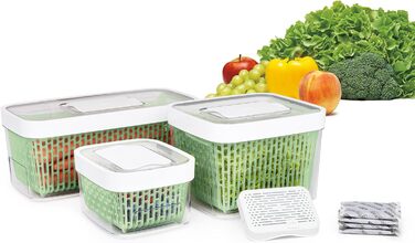 OXO Good Grips Greensaver Контейнер для зберігання продуктів, 4.7 л, з кришкою та вентиляцією, набір 4 шт.