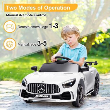 Дитячий електромобіль Mercedes-Benz AMG 12V, 2 двері, пульт, MP3, LED, білий