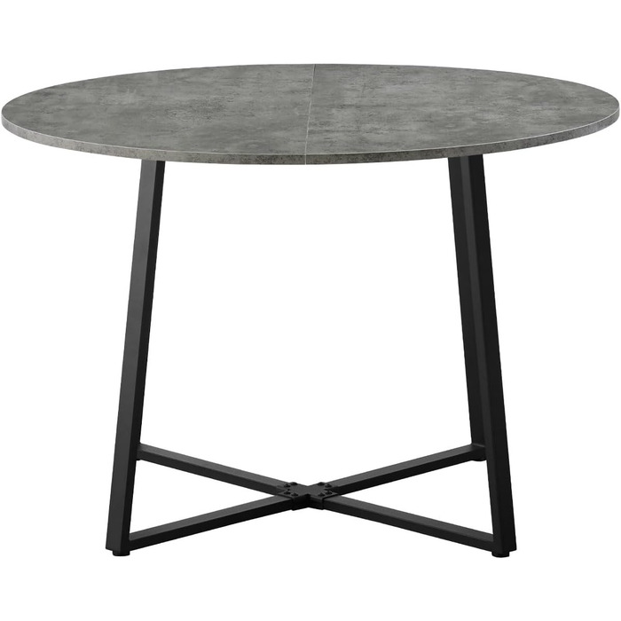 Стіл обідній DUBI Möbel NOA, круглий 110x110 см, для кухні/їдальні, індустріальний дизайн, колір бетону, 11216-US-BETO