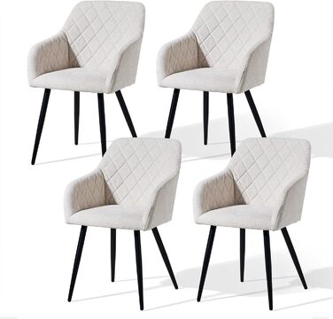 Крісла для їдальні CLIPOP, комплект 4 шт. М'які крісла з оксамитовим покриттям для вітальні, кухні та їдальні з металевими ніжками, з підлокітниками, оксамит зелений