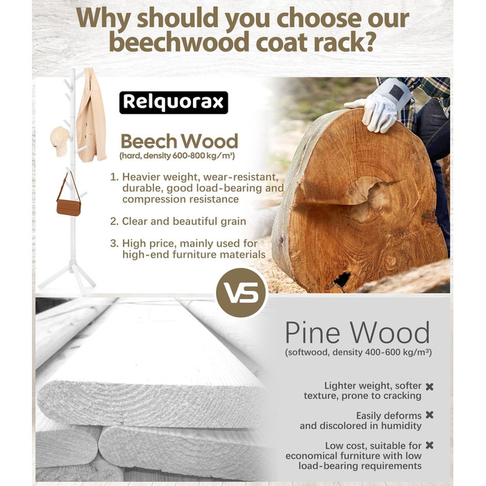 Підвісна шафа для одягу з бука, 9 гачків, 3 положення по висоті, білий колір