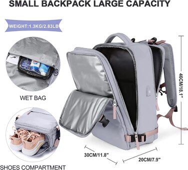 Дорожній рюкзак SZLX 33х20х47 см сіро-фіолетовий