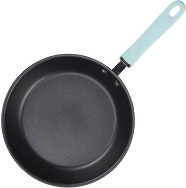 Набір посуду Rachael Ray, 11 предметів, з антипригарним покриттям, з нержавіючої сталі, сірий з блакитними ручками