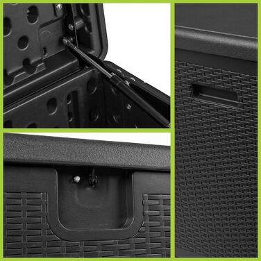 Скриня для зберігання речей Grindi Morus 570л - водонепроникна садові меблі, подушки, інструменти - для балкона, тераси, саду (Чорний)