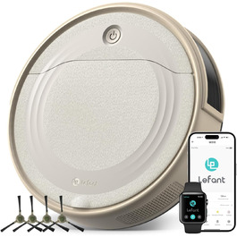 Робот-пилосос LEFANT M330 з функцією миття, 5000Pa, лазерна навігація, PSD-технологія, APP, 160 хв, для тварин, килима, твердих підлог, сірий (M310 Champagne)