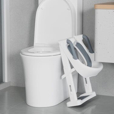 Сидіння для унітазу дитяче з драбинкою DEANIC, м'яке PU, для дітей 1-7 років, універсальний розмір 38-47 см (Сірий)