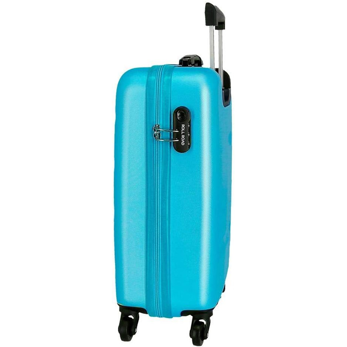 Валіза ручної поклажі Roll Road з ABS-пластику, кодований замок, 4 колеса, блакитний колір, набір