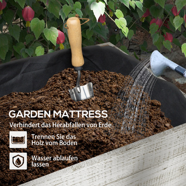 Підвищене грядка на колесах, з полицею, внутрішнім покриттям, ефект потертостей, 110x50x95 см, білий