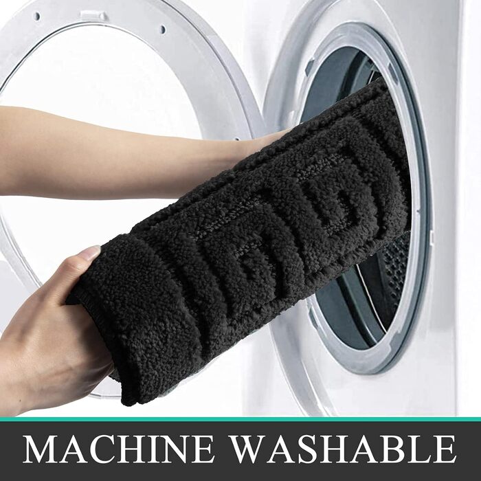 Набір килимків для ванної кімнати Pauwer, 3 шт., нековзні, з мікрофібри, чорні, для ванни, душової кабіни, машинного прання