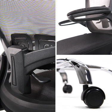 Офісний стілець / табурет VENDO WORK з сітчастою/тканинною оббивкою, чорного кольору, hjh OFFICE