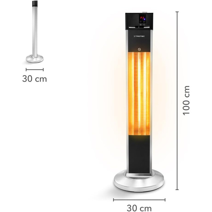Інфрачервовий обігрівач Trotec IRS 2000 E – 2000 Вт, IP34, з пульт. та таймером