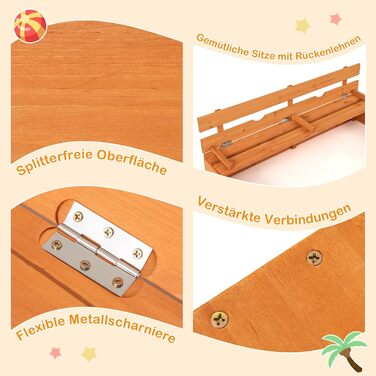 Пісочниця COSTWAY з лавками, 120x120 см, дерев'яна, з кришкою та підстилкою, для дітей, на вулицю, для саду, балкону, тераси