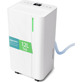 EUHOMY Електричний осушувач повітря для підвалу з відведенням води, тихий та економічний, з автоматичним відтаванням, таймером, для квартири до 50 м² (12 л)