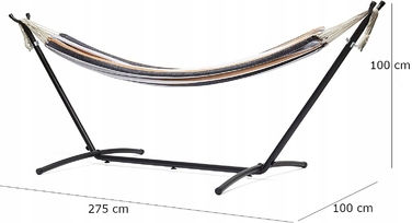 Двомісний гамак Carruzzo коричневий зі стійкою, витримує до 240 кг