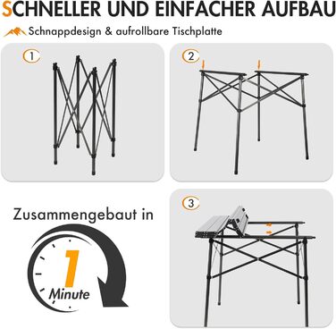 Складаний кемпінговий стіл PORTAL з алюмінієвою стільницею, витримує 80 кг, з сумкою для перенесення, білий — для пікніка, гриля, саду та балкона
