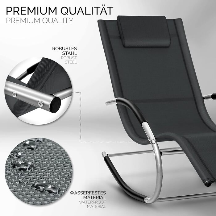 Relaxliege Tillvex: Лежак для саду | Лежак для відпочинку | Атмосферний лежак для саду, 150 кг, дихаючий (Антрацит/Сірий)