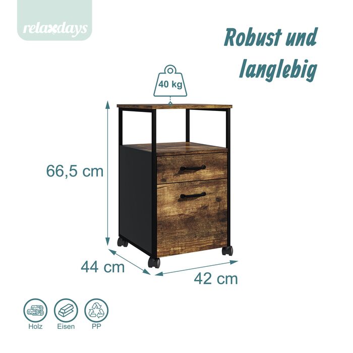 Ящик на колесах Relaxdays з двома шухлядами