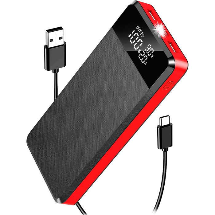 Входи/виходи, LED-дисплей, ліхтарик, сумісний зі смартфоном, 30000mAh 25W PD3.0, USB C, 3