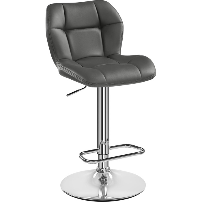 Барні стільці Yaheetech, комплект 2 шт, регульована висота, 360° обертання, з підніжкою, для кухні, чорний/сірий