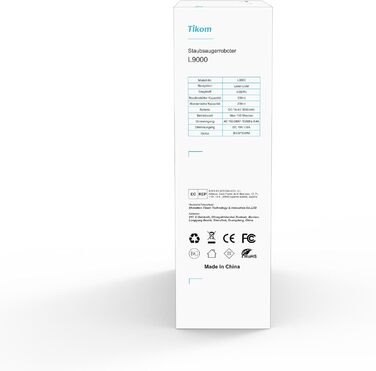 Робот-пилосос з функцією миття підлоги, LiDAR, 4000Pa, 150 хв, WLAN, заборонені зони, для шерсті домашніх тварин, килим, 9000