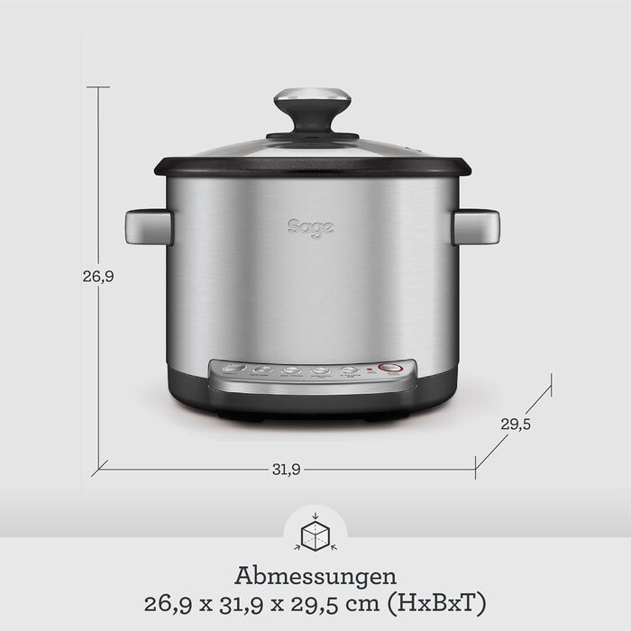 Мультиварка Sage The Risotto Plus: рисоварка, мультикухня, повільна плита, 3.7 л, нержавіюча сталь