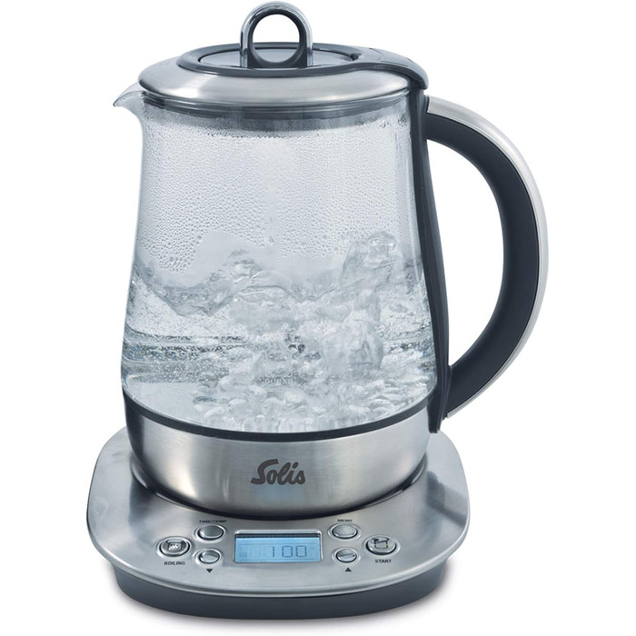 Чайник Solis Tea Kettle Digital 5515 Чайник і чайник - Чайник з налаштуванням температури та часом заварювання - РК-дисплей - Функція збереження тепла - Нержавіюча сталь - 1200 Вт - 1,2 л