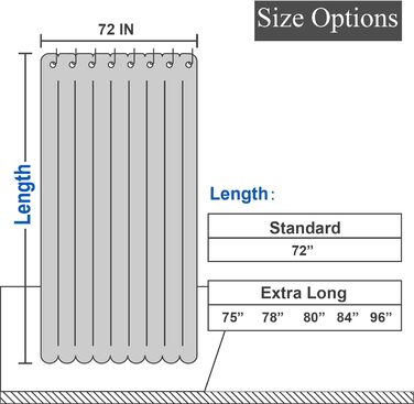 Шторка для душу Barossa Design Extra Langer, 183 x 203 см, білий, бавовна, важка тканина, для готелів та СПА