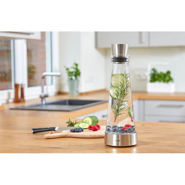 Емса Flow - Стильна карафа для охолодження напоїв, 1 л, скло та нержавіюча сталь