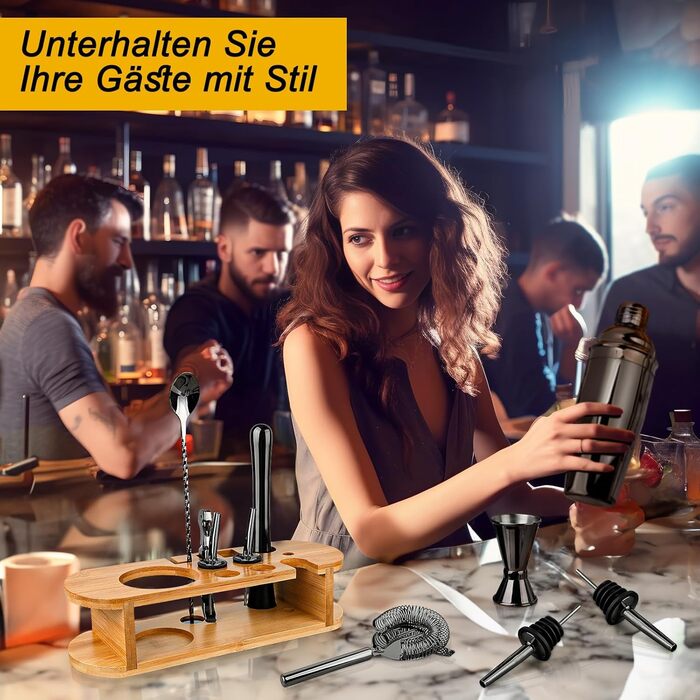 Набір шейкер для коктейлів Barkeeper Set: професійний барний інструмент з аксесуарами, нержавіюча сталь, подарунок для дому та чоловікам