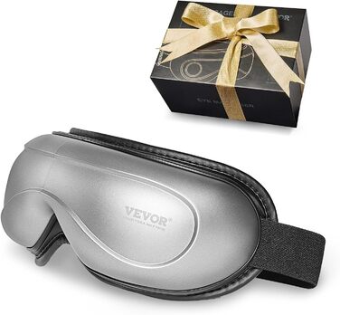 Масажер для очей VEVOR з гарячою компресою, 5 режимів, Bluetooth-музика, 180° складна маска для догляду за очима, сірий