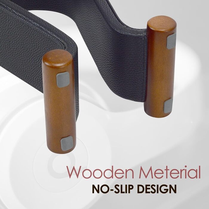 Підставка для навушників SAMDI з дерева та шкіри, універсальна, для геймінгу, дому, офісу (чорний)