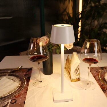 LED настільна лампа бездротова, 6000mAh, IP54, алюміній, сенсорне керування, тепле світло, для спальні, кав'ярні, ресторану