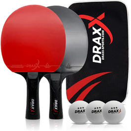Ракетка для настільного тенісу Draxx Split (синтетична ручка) сумка для перенесення duo з 3 м'ячами