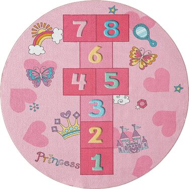Дитячий килим Happy Life, Дитячий килим, килимок для ігор, що миється, килимок з цифрами, надувний килимок, цифри, рожевий, (160 см круглий, рожевий)
