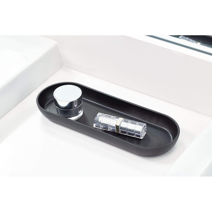 Набір аксесуарів для ванної кімнати iDesign Badezimmer Set, чорний: мильниця, тримач для зубних щіток, диспенсер для ватних дисків, піднос.
