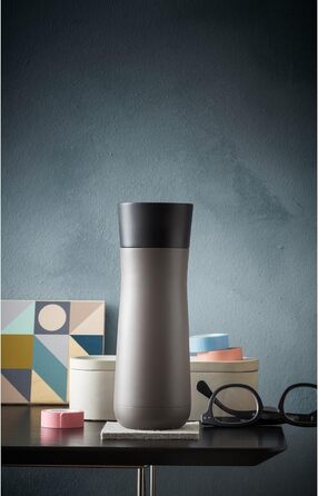 Термокружка WMF Impulse 350 мл, з автоматичним клапаном та 360° отвором, підтримує температуру до 8 годин (гаряче) / 12 годин (холодне), сірий колір