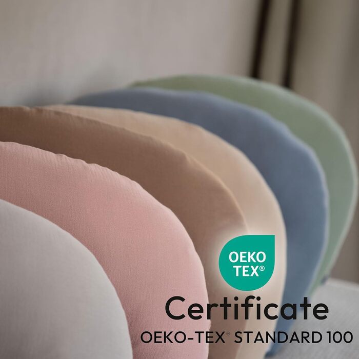 Подушка для годування та вагітності PaLulli XL (170x30 см), органічна бавовна, мусліновий чохол, бежева