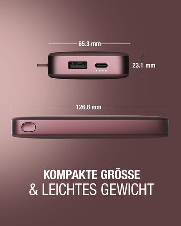 Пауербанк 12000 мАг USB-C швидка зарядка - Deep Mauve