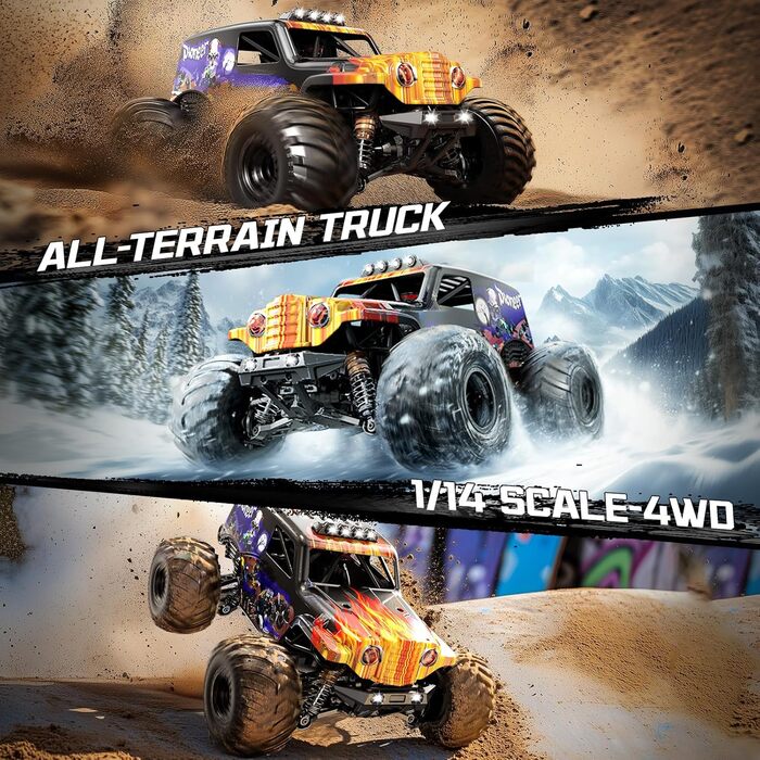 Радіокерований автомобіль 1/14 Brushless 70 км/год, 4WD, амортизатори, 2x LiPo акумулятори, фіолетовий - для дорослих