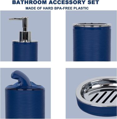 CERBIOR Набір аксесуарів для ванної кімнати, 6 шт. (мильниця, тримач для зубних щіток, стакан для щіток, мильниця) блакитний, подарунковий