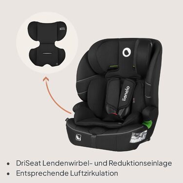 Автокрісло Lionelo Billy i-Size 76-150 см (15 міс - 12 років), ISOFIX, R129, Чорне