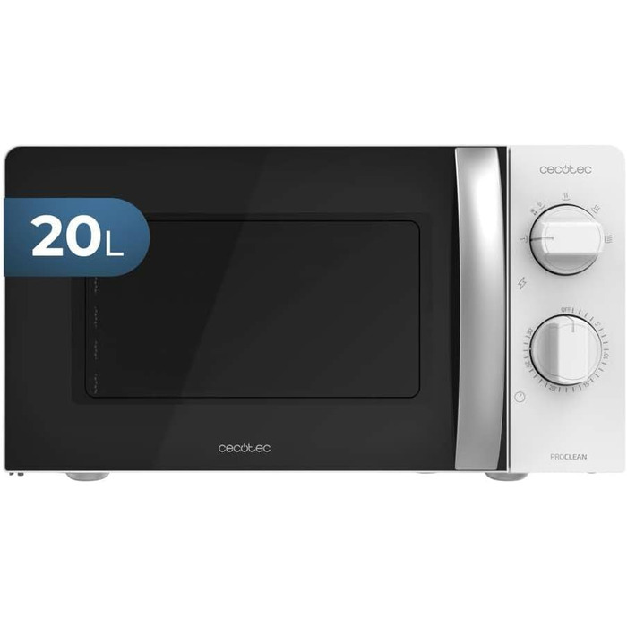 Мікрохвильова піч Cecotec ProClean 3060, 20 л, 700 Вт, Ready2Clean, 6 режимів, 3D Wave, срібляста з дзеркальними дверцятами
