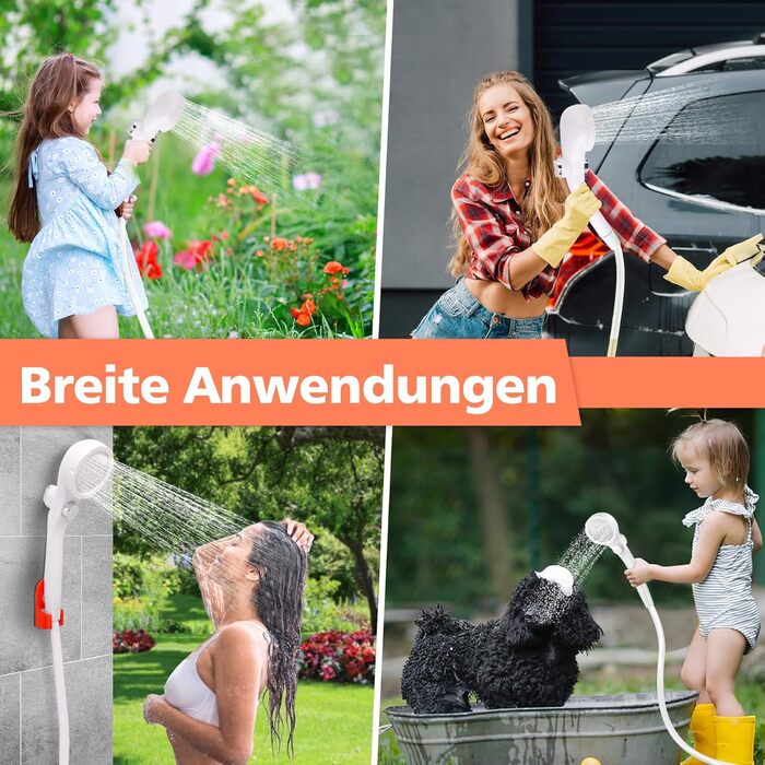 Набір для душу намету Campingdusche з насосом та акумулятором 7800mAh, оранжевий