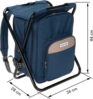 В1 - Рюкзак, складаний табурет і сумка-холодильник в одному - Кемпінговий табурет, терморюкзак і сумка-холодильник одночасно - Колір гусяча лапка синій, 3